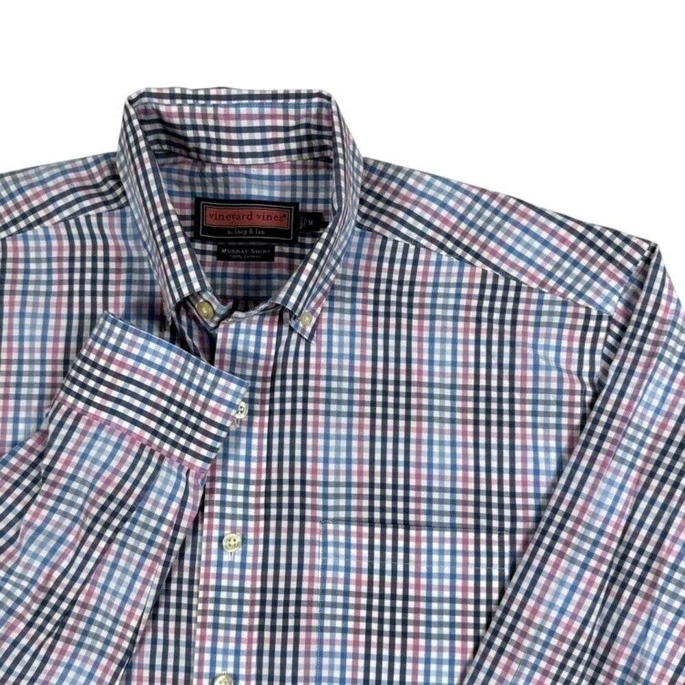 Vineyard Vines Murray Shirt Blue Pink Plaid Long Sleeve Button Down Mens Medium